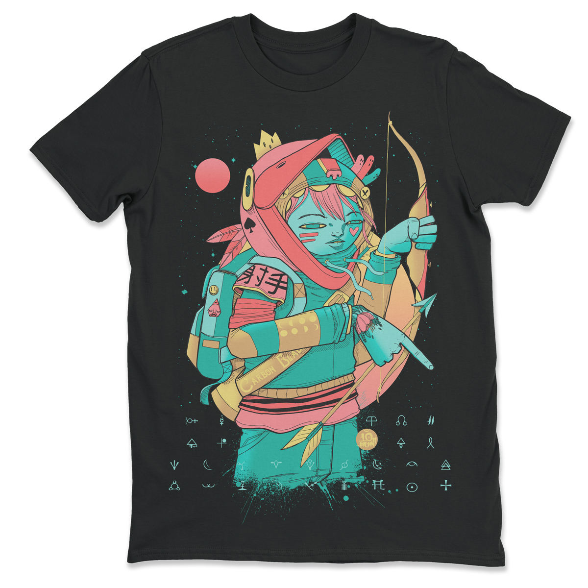 black shirt with a magical archer
